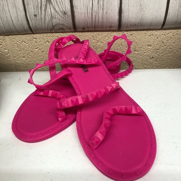 Steve Madden Transport Gladiator Sandals Pink Stud Jelly Flat  Sandal Size 7 - Picture 1 of 7